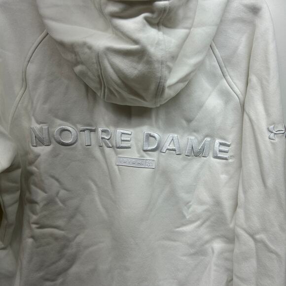 Under Armor Notre Dame Irish White Zip Up Hoodie Sweatshirt Womens Medium - Picture 6 of 8